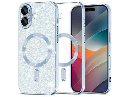 Techsuit - Luxury Glitter MagSafe ochranný obal na iPhone 17 – svetlomodrý