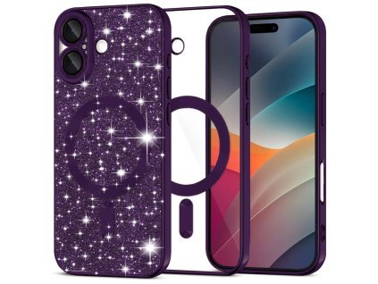 Techsuit - Luxury Glitter MagSafe ochranný obal na iPhone 17 – tmavofialový