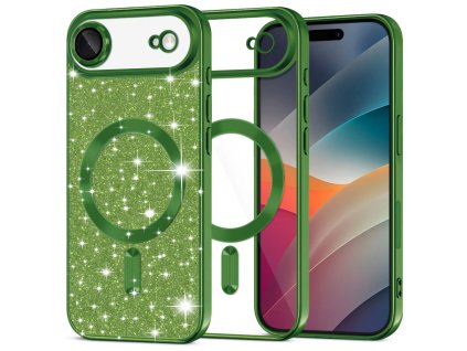 Techsuit - Luxury Glitter MagSafe ochranný obal na iPhone 17 Air – tmavozelený