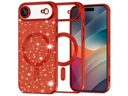 Techsuit - Luxury Glitter MagSafe ochranný obal na iPhone 17 Air – červený