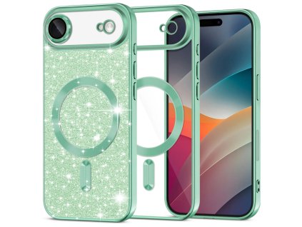 Techsuit - Luxury Glitter MagSafe ochranný obal na iPhone 17 Air – svetlozelený