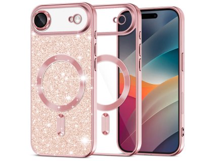 Techsuit - Luxury Glitter MagSafe ochranný obal na iPhone 17 Air – ružovozlatý