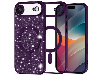 Techsuit - Luxury Glitter MagSafe ochranný obal na iPhone 17 Air – tmavofialový