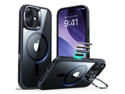 ESR - Classic Hybrid HaloLock Kickstand ochranný obal na iPhone 17 - priehľadný čierny