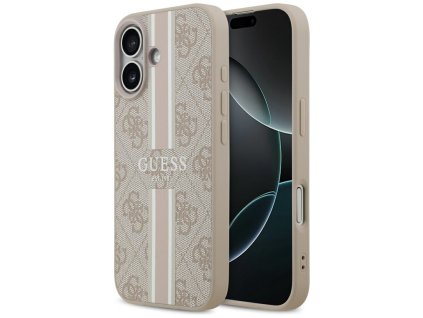 Guess - Hardcase 4G Printed Stripes MagSafe ochranný obal na iPhone 17 - ružový