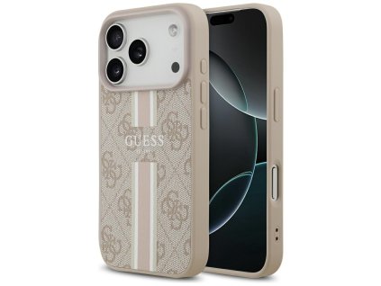 Guess - Hardcase 4G Printed Stripes MagSafe ochranný obal na iPhone 17 Pro - ružový
