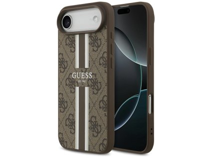 Guess - Hardcase 4G Printed Stripes MagSafe ochranný obal na iPhone 17 Air - hnedý