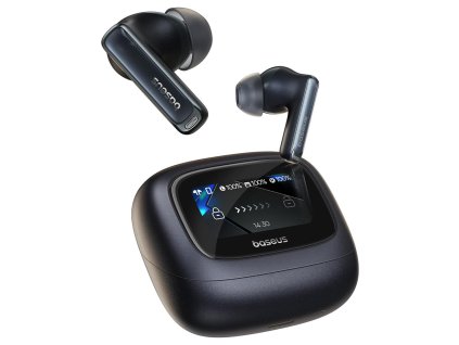 Baseus - Bezdrôtové slúchadlá M2s Ultra – True Wireless, Bluetooth 5.4, 4-mikrofónové ENC, inteligentný displej – čierne