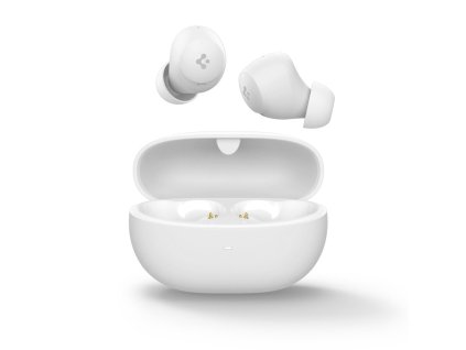 Spigen - Bezdrôtové slúchadlá SA2401 – Bluetooth 5.2, aktívne potlačenie hluku (ANC), mikrofón, dotykové ovládanie, Audio App – biele