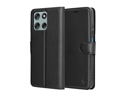 Techsuit - Leather Folio ochranný obal na Motorola Moto G56 – čierny