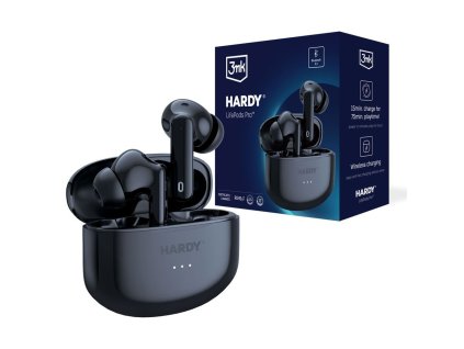 3mk - Bezdrôtové slúchadlá HARDY LifePods Pro – Bluetooth V5.3, technológia ANC, 300 mAh, bezdrôtové nabíjanie – čierne
