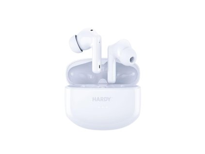 3mk - Bezdrôtové slúchadlá HARDY LifePods Pro – Bluetooth V5.3, technológia ANC, 300 mAh, bezdrôtové nabíjanie – biele