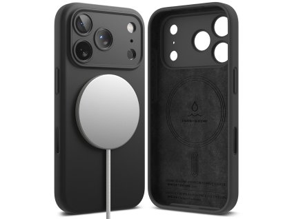 Ringke - Silicone Magnetic MagSafe ochranný obal na iPhone 17 Pro – čierny