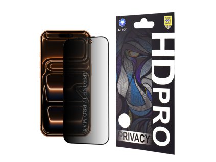 Lito - HD Pro Privacy ochranné sklo pre iPhone 17 Pro Max – čierna