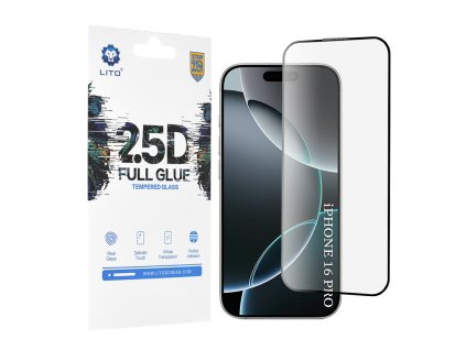Lito - 2.5D FullGlue Glass ochranné sklo pre iPhone 16 Pro / iPhone 17 – čierna