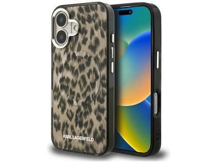 Karl Lagerfeld - IML Leopard Pattern MagSafe obal na iPhone 16 - hnedý