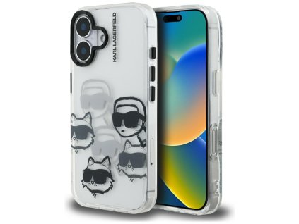 Karl Lagerfeld - IML Luxury Multi Head Pattern obal na iPhone 16 - priehľadný