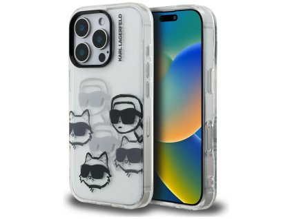 Karl Lagerfeld - IML Luxury Multi Head Pattern obal na iPhone 16 Pro Max - priehľadný