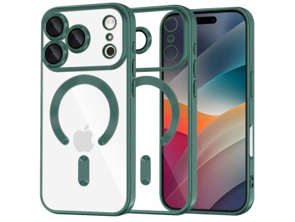 Techsuit – Luxury Crystal MagSafe kryt na iPhone 17 Pro – tmavozelený