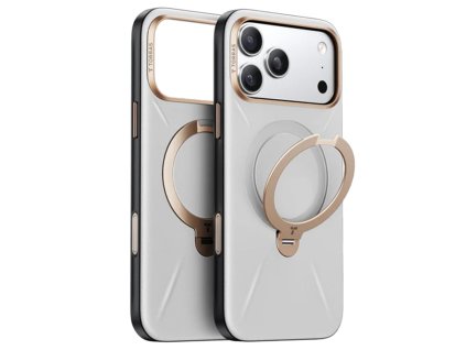 Torras – QPRO Leather Series kožený obal na iPhone 17 Pro – sivý