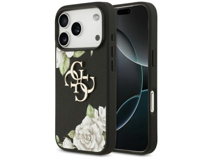Guess – Hardcase 4G Grained Roses Big Logo obal na iPhone 17 Pro Max – čierny