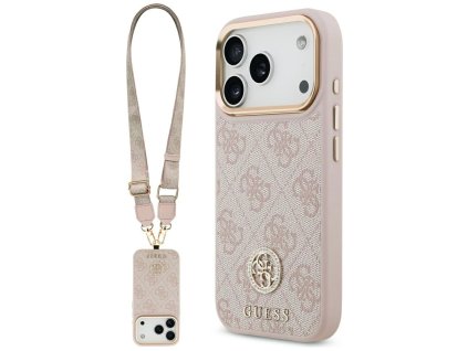 Guess – Hardcase 4G Strass Logo & Big Strap obal na iPhone 17 Pro – ružový