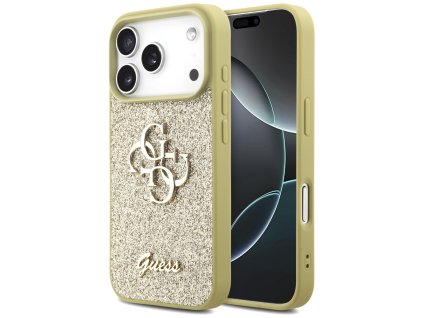 Guess – Fixed Glitter Big 4G puzdro na iPhone 17 Pro – zlaté