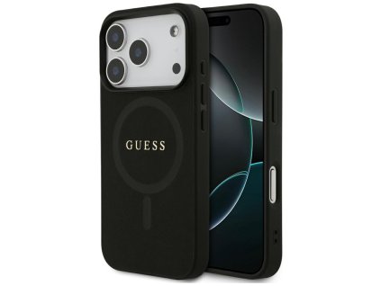 Guess – Saffiano Classic Logo MagSafe obal na iPhone 17 Pro – čierny