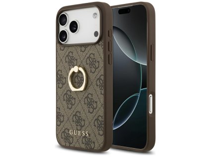 Guess – Hardcase 4G Ring Stand obal na iPhone 17 Pro Max – hnedý