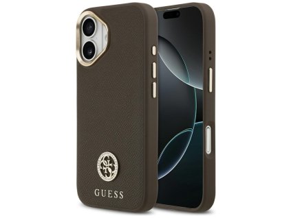 Guess – Grained Strass Logo MagSafe puzdro na iPhone 17 – hnedé