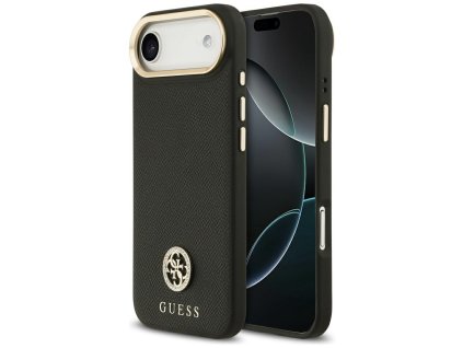 Guess – Grained Strass Logo MagSafe puzdro na iPhone 17 Air – čierne