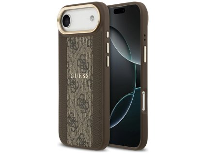 Guess – Hardcase 4G Stripe MagSafe obal na iPhone 17 Air – hnedý
