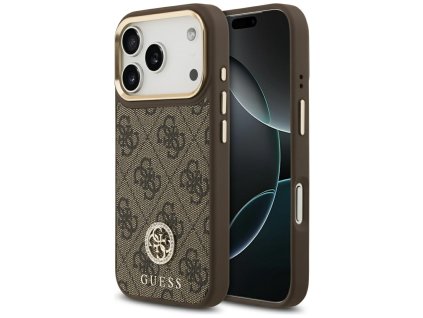 Guess – Hardcase 4G Strass Logo MagSafe obal na iPhone 17 Pro – hnedý