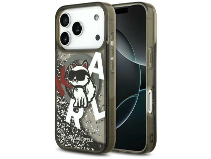 Karl Lagerfeld – Liquid Glitter Choupette Logo MagSafe obal na iPhone 17 Pro Max – čierny