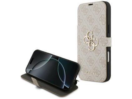 Guess – Book 4G Metal Logo knižkové puzdro na iPhone 17 Pro – ružové