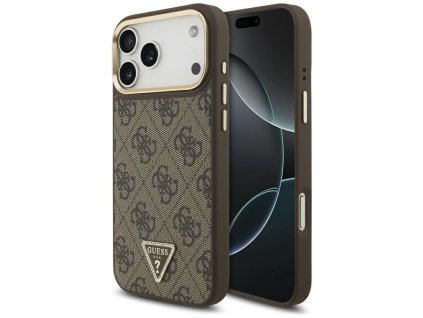 Guess – Hardcase 4G Triangle Logo MagSafe obal na iPhone 17 Pro – hnedý