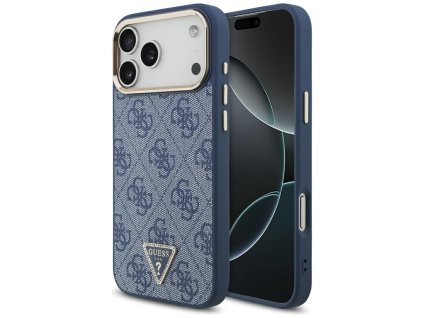 Guess – Hardcase 4G Triangle Logo MagSafe obal na iPhone 17 Pro – modrý