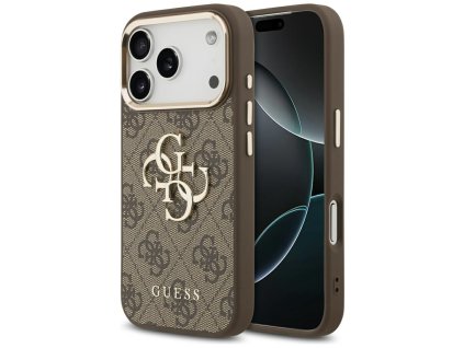 Guess – Hardcase Big 4G Classic Logo obal na iPhone 17 Pro – hnedý