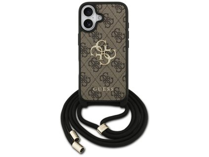 Guess – Hardcase 4G CBDY Big Logo obal s popruhom na iPhone 17 – hnedý