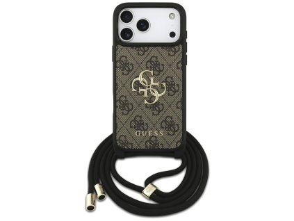 Guess – Hardcase 4G CBDY Big Logo obal s popruhom na iPhone 17 Pro Max – hnedý