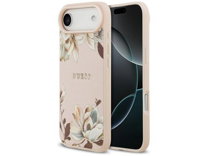 Guess – Grained Flowers MagSafe puzdro na iPhone 17 Air – ružové