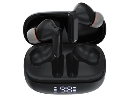 Acefast - bezdrôtové slúchadlá W1 s Type-C, TWS, Bluetooth 5.4, potlačením šumu pri hovoroch, IPX4, LED displejom – čierne