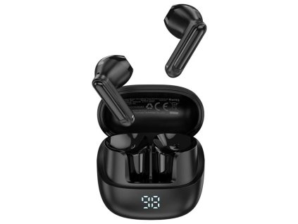 Acefast - bezdrôtové slúchadlá W2 s TWS, Bluetooth 5.4, 4-mikrofónovým ENC, IPX4, 400mAh batériou, LED displejom, magnetickým dizajnom – čierne