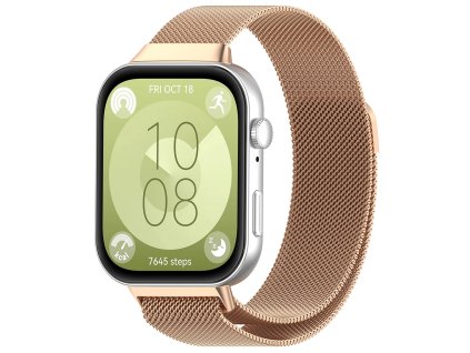 Techsuit – remienok na hodinky (W009) pre Huawei Watch Fit 3 / Fit 4 / Fit 4 Pro – ružovo-zlatý