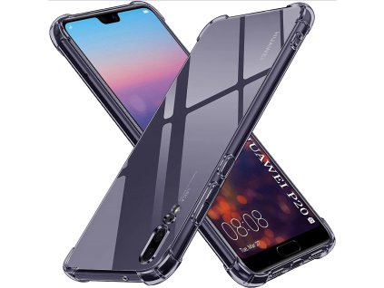 Techsuit – Shockproof Clear Silicone priehľadný odolný silikónový kryt na Huawei P20 – dymovo čierny