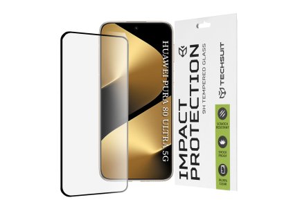 Techsuit – 111D Full Cover / Full Glue Glass / 3D zahnuté ochranné sklo na Huawei Pura 80 Ultra – čierne
