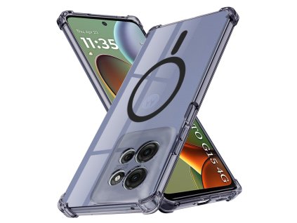 Techsuit – Shockproof Clear Silicone MagSafe priehľadný odolný silikónový kryt na Motorola Moto G15 / G15 Power – dymovo čierny