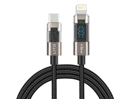 Lito - Data Cable (LD09CL) - Lightning to Type-C, 36W High Speed Charging, LED Display, 1.2m - Black
