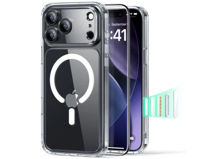 ESR - Classic Hybrid HaloLock puzdro s ochranným sklom pre iPhone 17 Pro - priehľadné