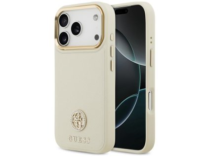 Guess - Grained Strass Logo MagSafe (GUHMP17LPGCRMDEE) - iPhone 17 Pro - Beige